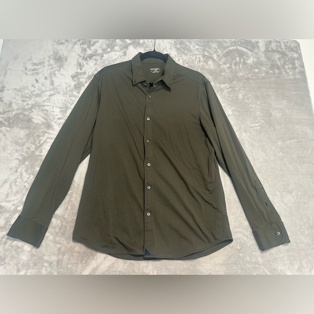Untuckit Huber Button Down Long Sleeve Shirt Men’s Large Cotton Green